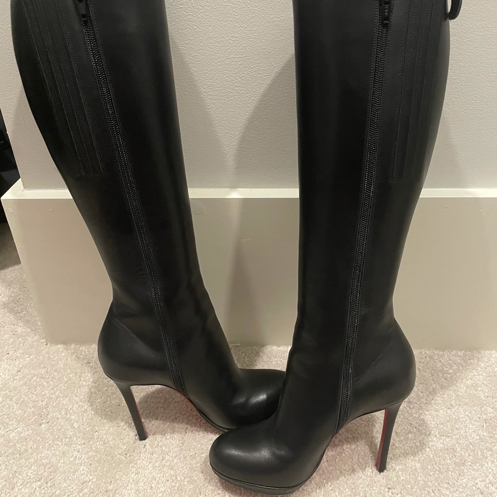 Christian Louboutin Botalili 120mm Black Leather knee high boot Size 36 (6US)